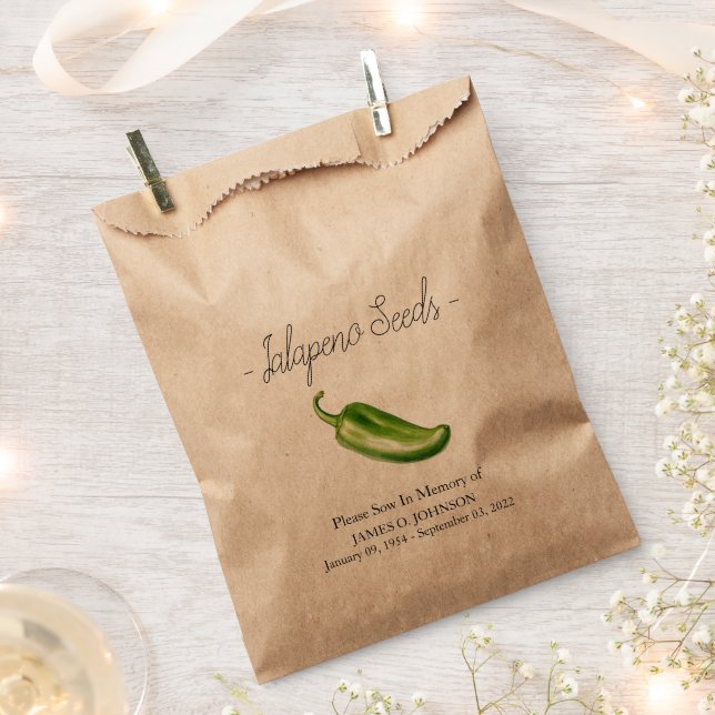 Memorial Jalapeno Seed Funeral Favor Bag (Clipped)