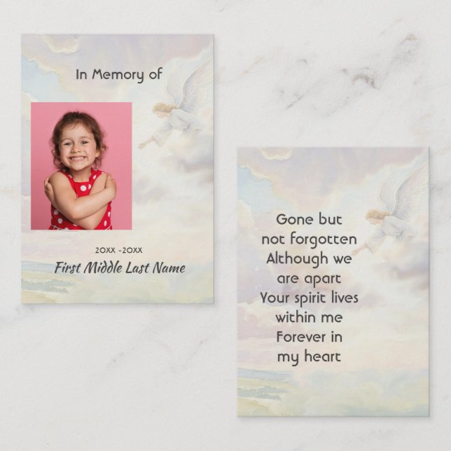 Memorial Keepsake Angel Reaching  Business Card (Front/Back)