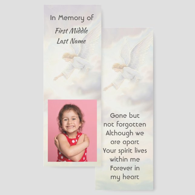 Memorial Keepsake Angel Sky Clouds Bookmarks (Front & Back)