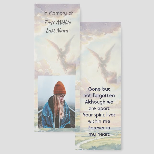 Memorial Keepsake Angel Sky Clouds Bookmarks (Front & Back)