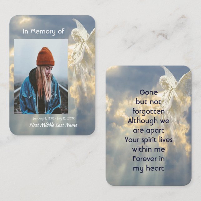 Memorial Keepsake Angel Sky Clouds Business Card (Front/Back)