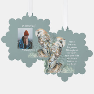 Memorial Keepsake Barn Owl Bird Ornament Card