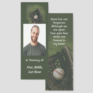 Memorial Keepsake Baseball Game Player Bookmarks