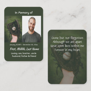 Memorial Keepsake Baseball Game Player Business Card