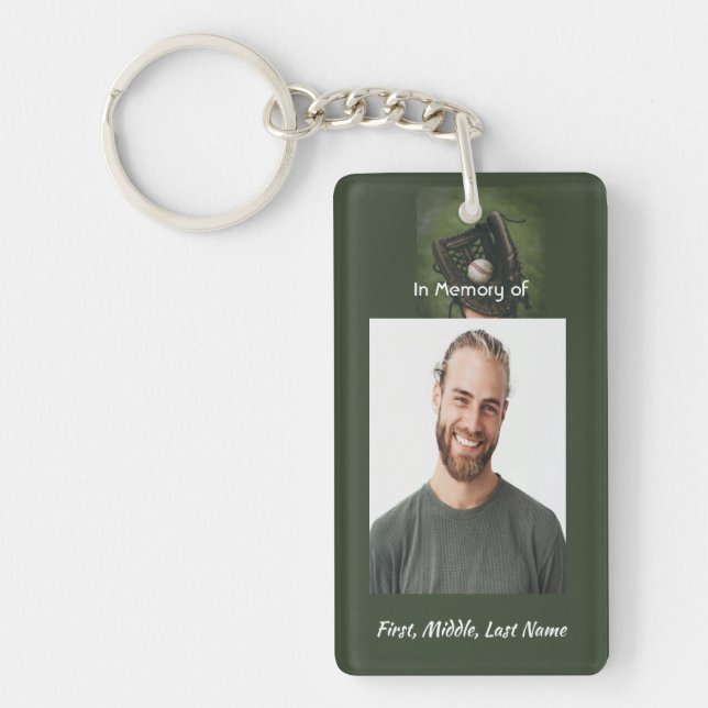 Memorial Keepsake Baseball Game Player  Keychain (Front)