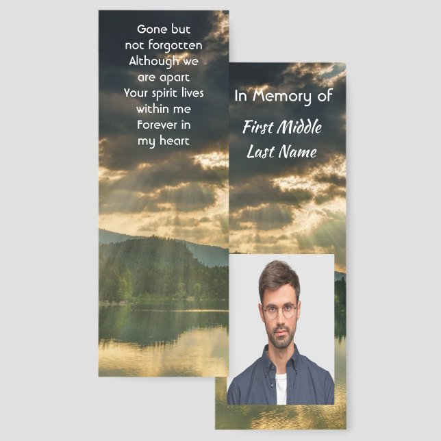 Memorial Keepsake Beautiful Lake Beach Bookmarks (Front & Back)