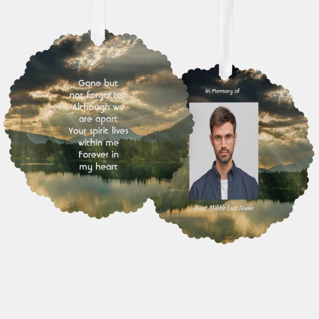 Memorial Keepsake Beautiful Lake Beach Ornament Card (Front/Back)