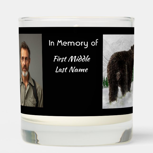 Memorial Keepsake Black Bear Animal Scented Candle (Front)