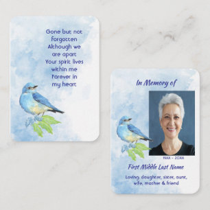Memorial Keepsake Bluebird Garden Bird Business Card