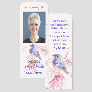 Memorial Keepsake Bluebird Garden Bookmarks