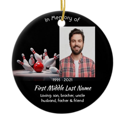 Memorial Keepsake Bowling Bowler Ceramic Ornament