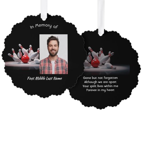 Memorial Keepsake Bowling Bowler Ornament Card