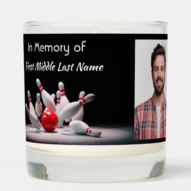Memorial Keepsake Bowling Bowler Scented Candle (Front)