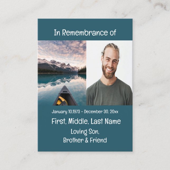 Memorial Keepsake  Canoeing Boating  Business Card (Front)
