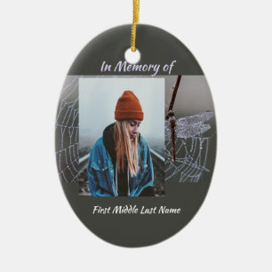 Memorial Keepsake  Card Dragonfly Dewdrops Ceramic Ornament