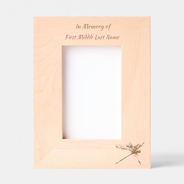 Memorial Keepsake  Card Dragonfly Dewdrops Engraved Frames (Front)
