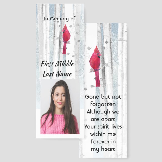  Memorial Keepsake Cardinal Bird Bookmarks (Front & Back)