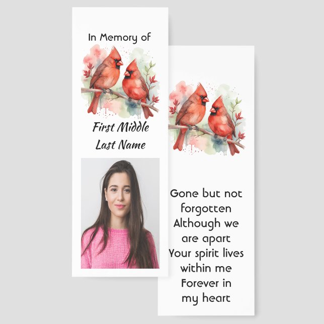  Memorial Keepsake Cardinal Bird Bookmarks (Front & Back)