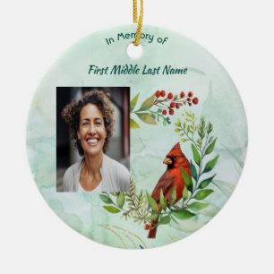 Memorial Keepsake Cardinal Bird Ceramic Ornament