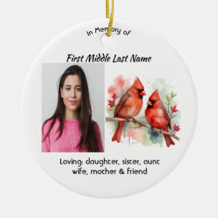 Memorial Keepsake Cardinal Bird Ceramic Ornament
