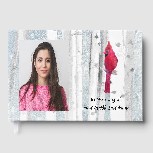 Memorial Keepsake Cardinal Bird Guest Book (Front)