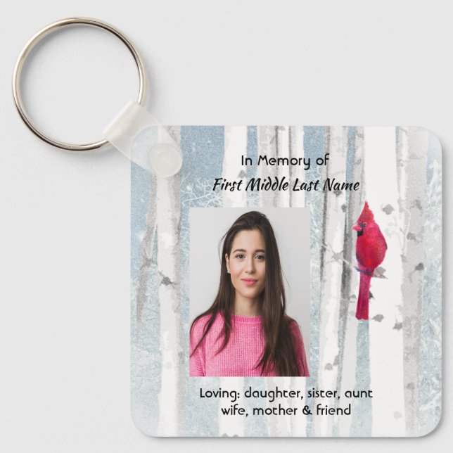  Memorial Keepsake Cardinal Bird Keychain (Front)