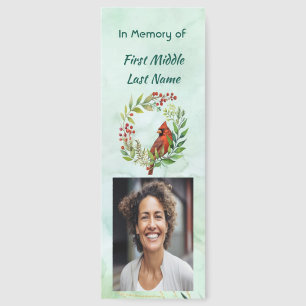 Memorial Keepsake Cardinal Red Bird Wreath Bookmarks