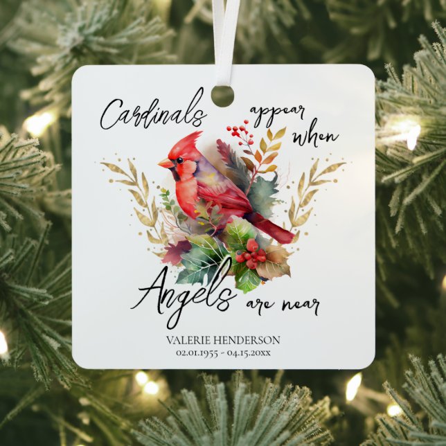  Memorial Keepsake Cardinals Appear Metal Ornament (Insitu)