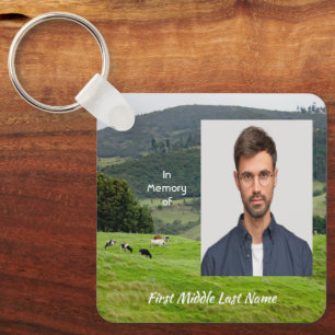 Memorial Keepsake Cattle Beef Dairy Farm Landscape Keychain