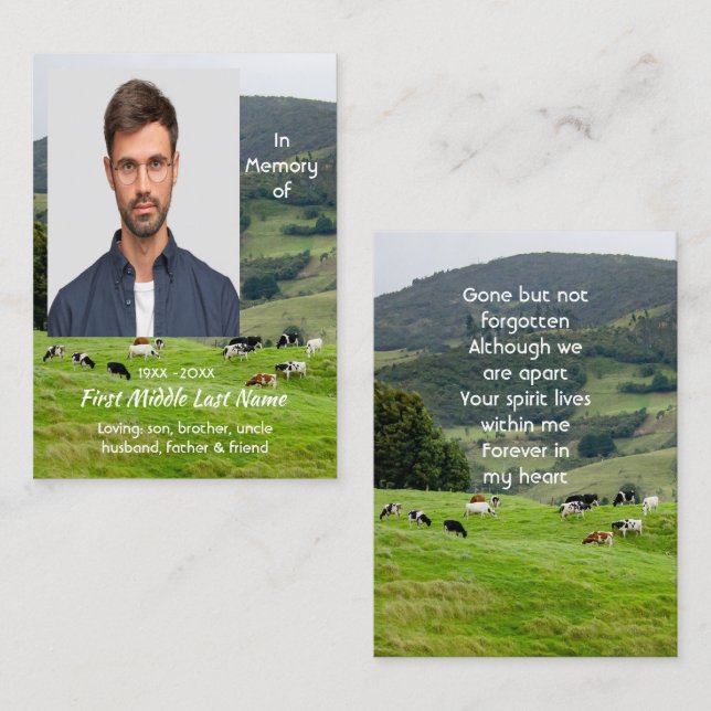 Memorial Keepsake Cattle Farm Landscape Business Card (Front/Back)