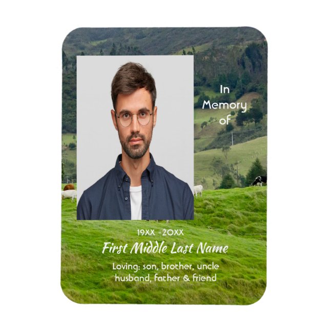 Memorial Keepsake Cattle Farm Landscape Magnet (Vertical)