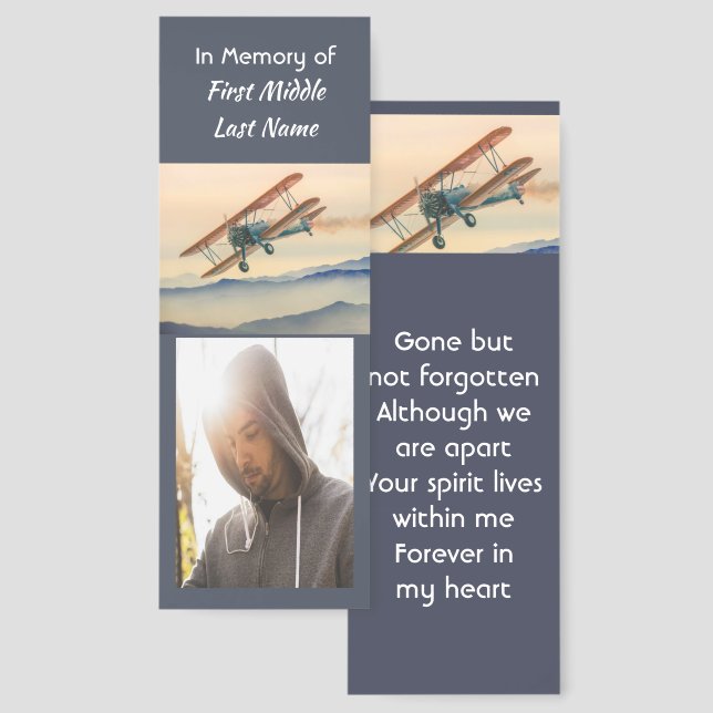 Memorial Keepsake  Clouds Biplane Sky Bookmarks (Front & Back)