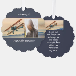 Memorial Keepsake  Clouds Biplane Sky Ornament Card