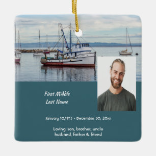 Memorial Keepsake Commercial Fisherman Ceramic Ornament