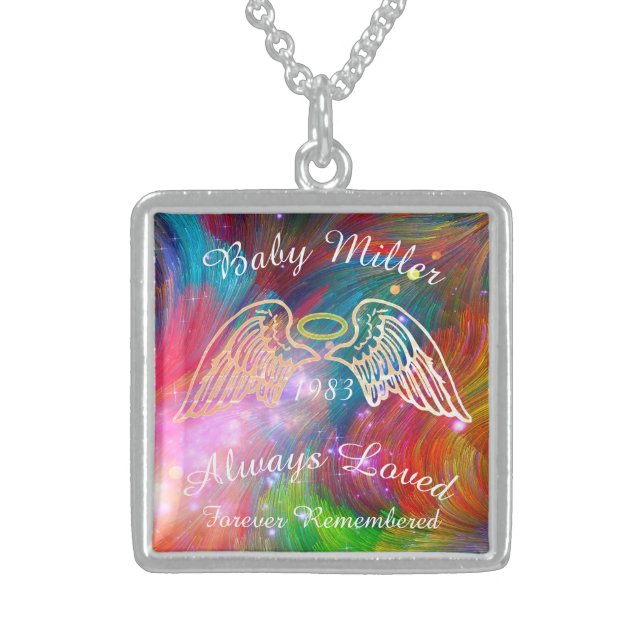 Memorial Keepsake Custom Pendant Rainbow (Front)