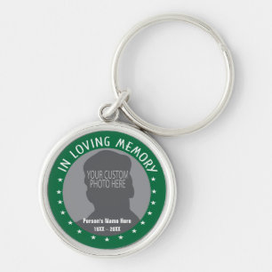 Memorial Keepsake custom photo and stars on green Keychain