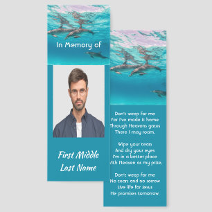 Memorial  Keepsake Dolphins Underwater Ocean Bookmarks
