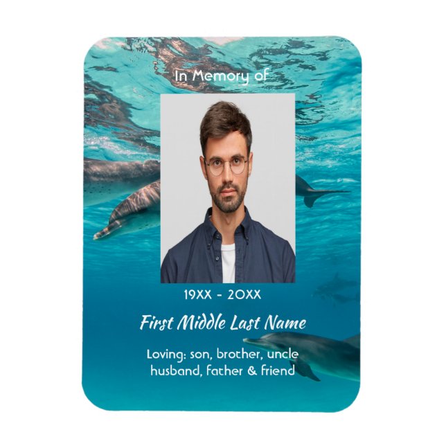 Memorial  Keepsake Dolphins Underwater Ocean Magnet (Vertical)