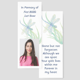 Memorial Keepsake Dragonfly Watercolor Bookmarks