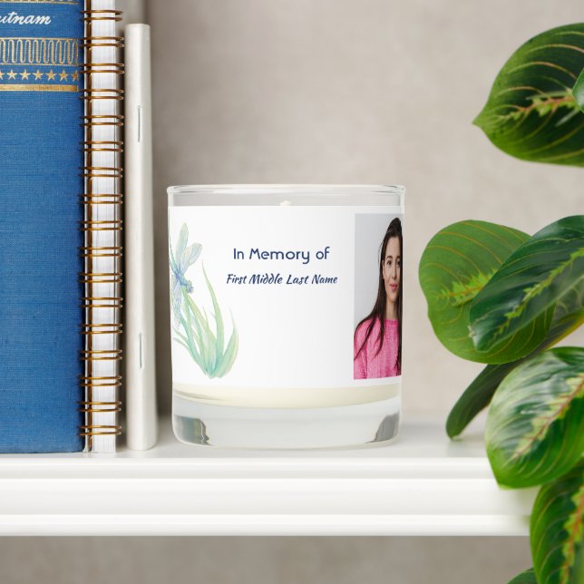  Memorial Keepsake Dragonfly Watercolor  Scented Candle (Shelf)