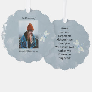 Memorial Keepsake Dragonfly White Flower Ornament Card