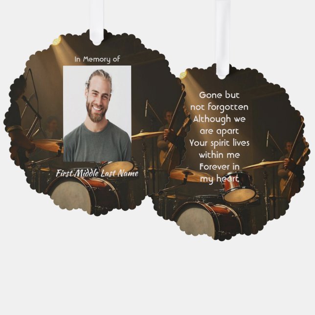 Memorial Keepsake Drummer Drums Band  Ornament Card (Front/Back)