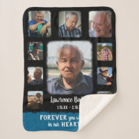 Memorial Keepsake Edge Fade Photo Collage Bk Blue