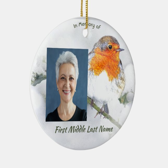 Memorial Keepsake English Robin Bird Ceramic Ornament (Right)