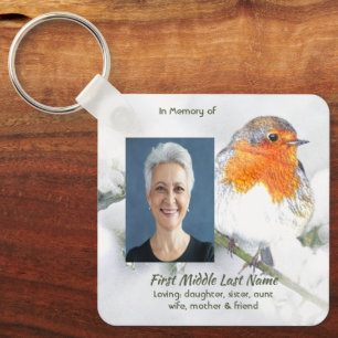 Memorial Keepsake English Robin Bird Keychain