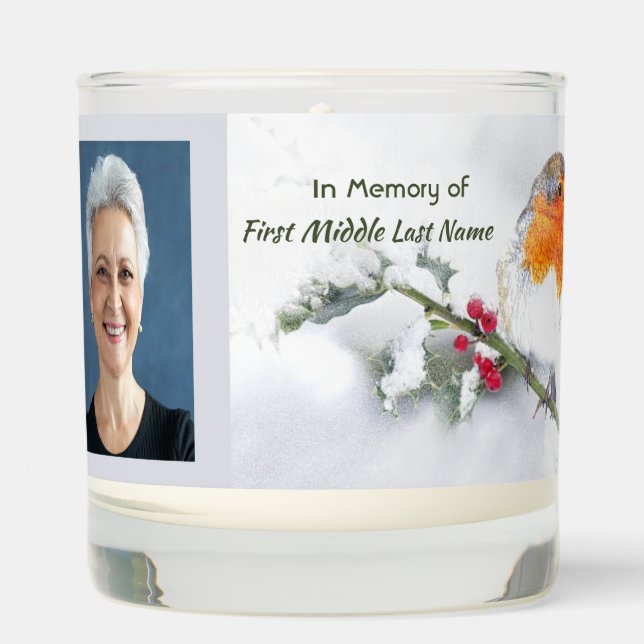 Memorial Keepsake English Robin Bird Scented Candle (Front)
