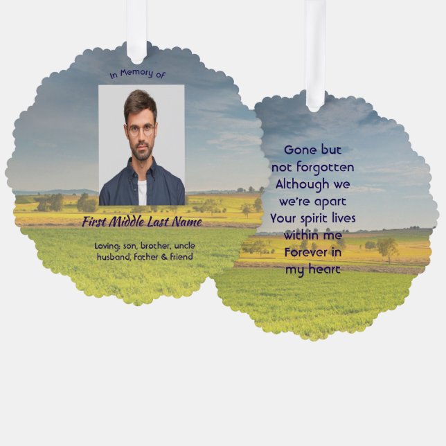 Memorial Keepsake Farm Crop Prairie Ornament Card (Front/Back)