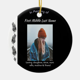 Memorial Keepsake Feather Tribal Boho  Ceramic Ornament