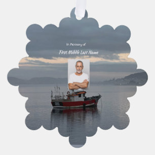 Memorial Keepsake Fishing Boat Fisherman Ornament Card