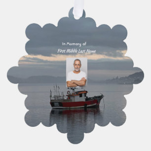 Memorial Keepsake Fishing Boat Fisherman Ornament Card